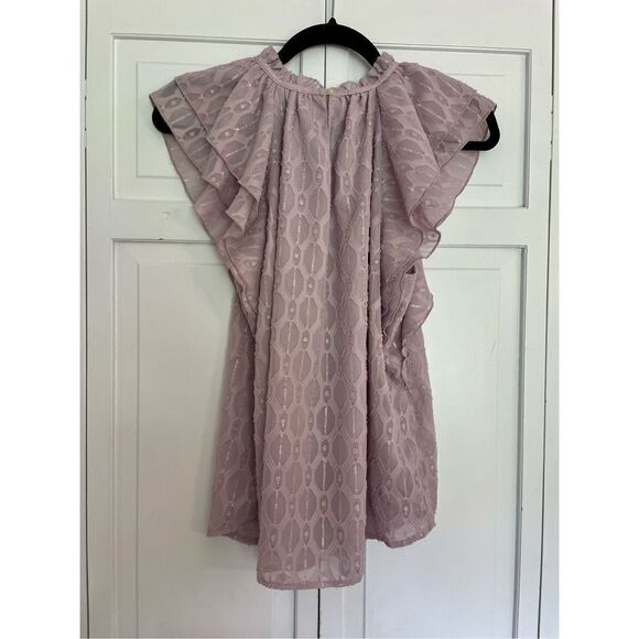 Loft pink metallic flutter sleeve blouse size m - Picture 4 of 6